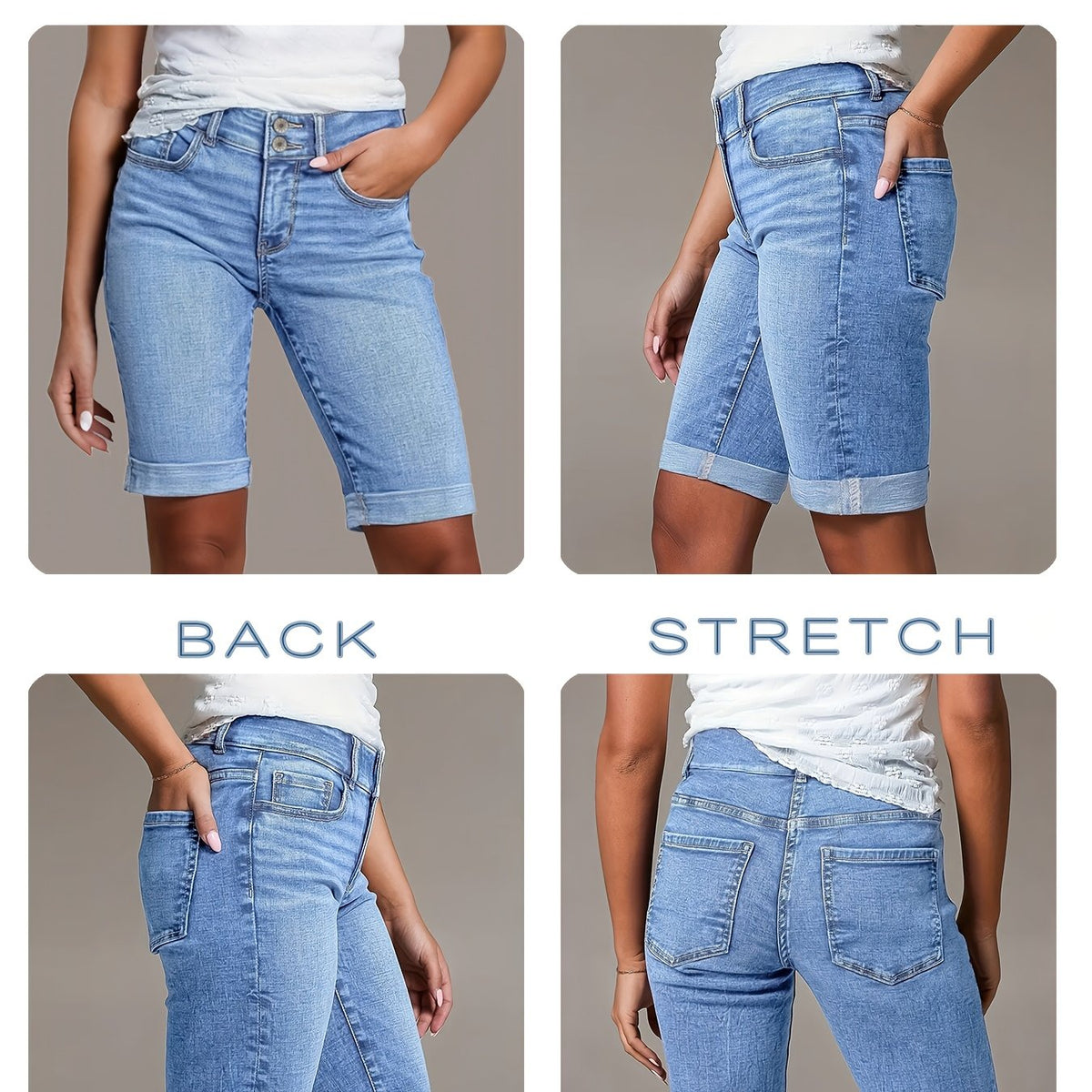 Alberte™ | Bløde stretch-denimshorts
