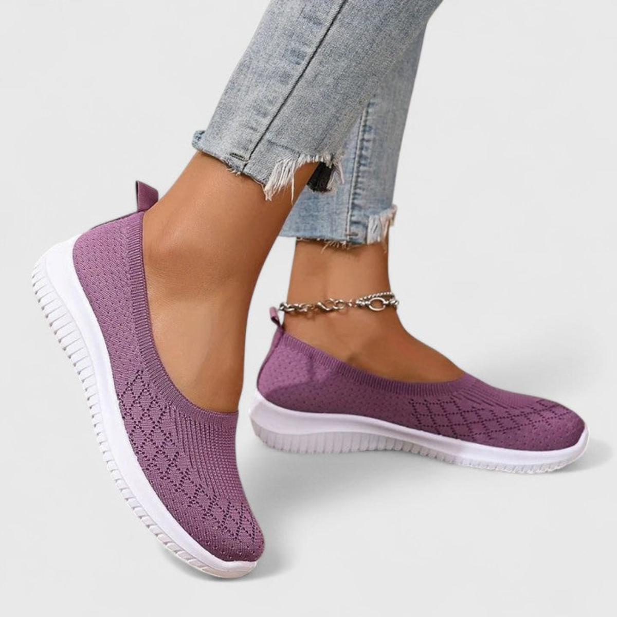 Klara | Dame Letvægts Slip On Strik Flats