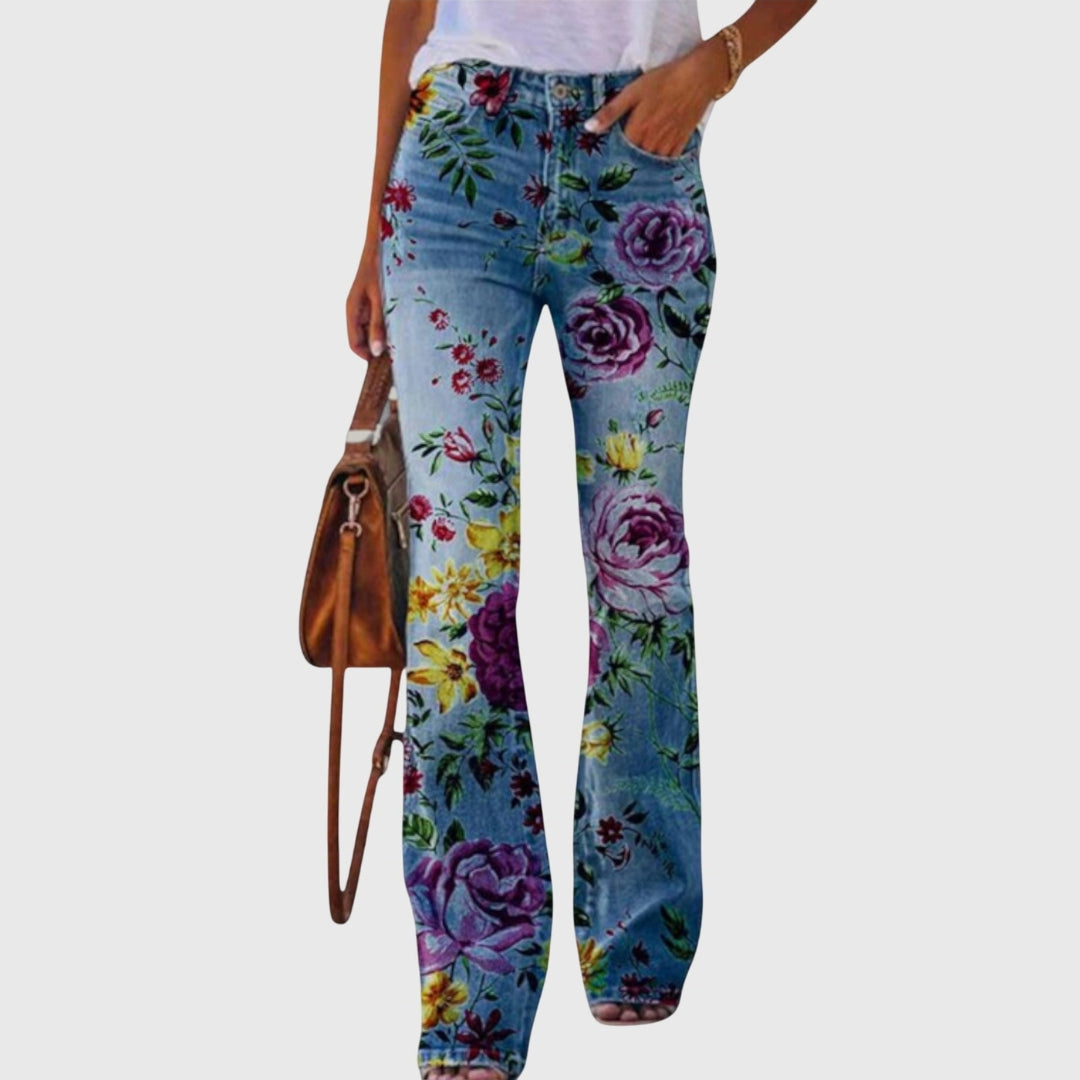 Susie | Dame Blomsterprint Skinny Jeans