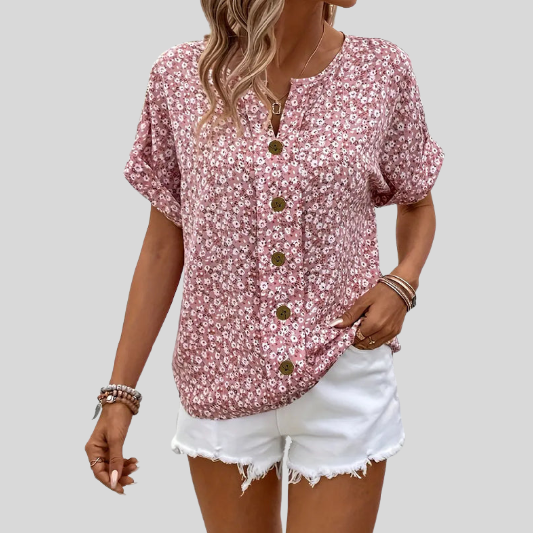 Yrsa | Dame Blomstret Knaplukning Casual Top