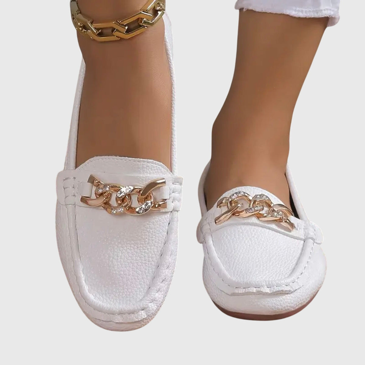 Susanne | Kvinders Slip On Loafers Med Kæde Detalje