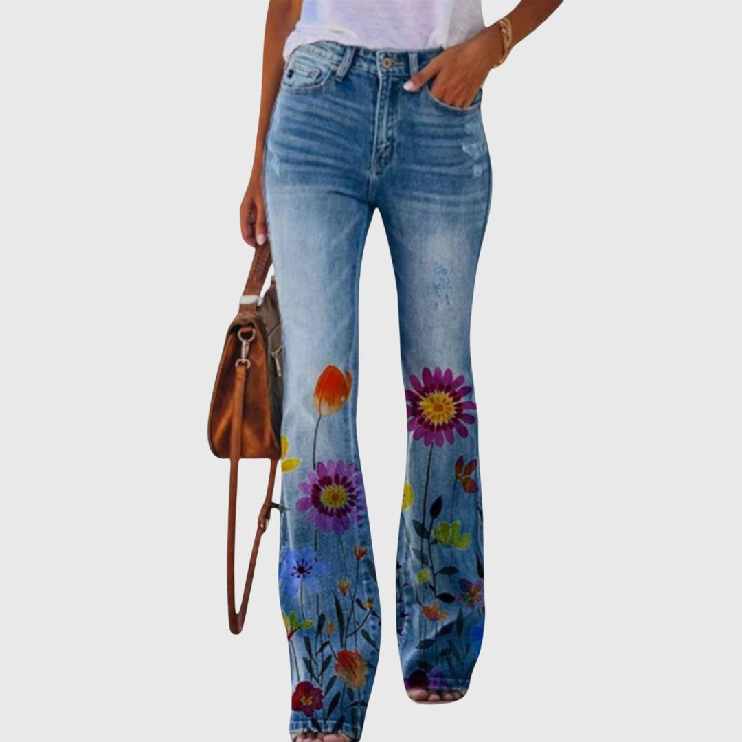 Susie | Dame Blomsterprint Skinny Jeans