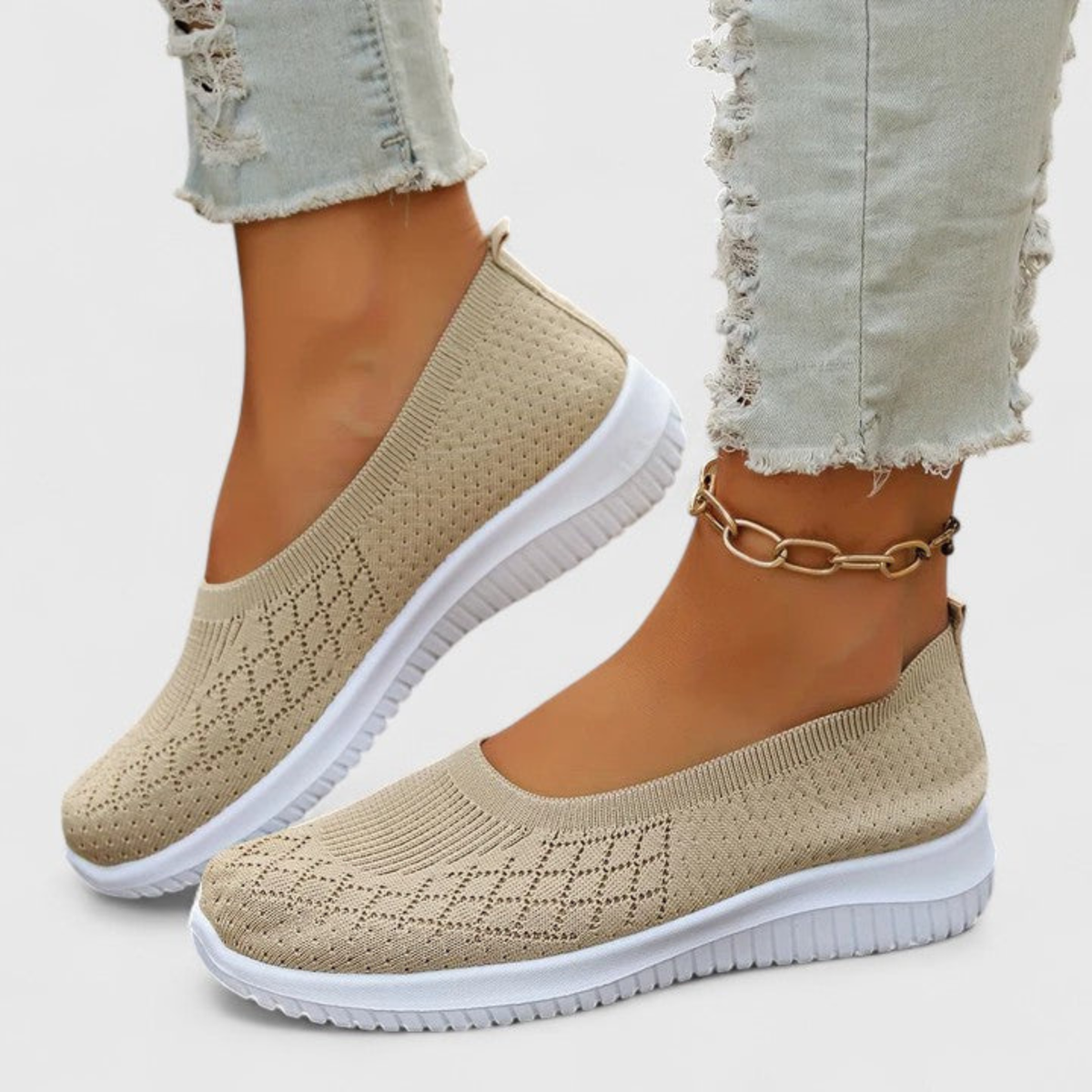 Klara | Dame Letvægts Slip On Strik Flats
