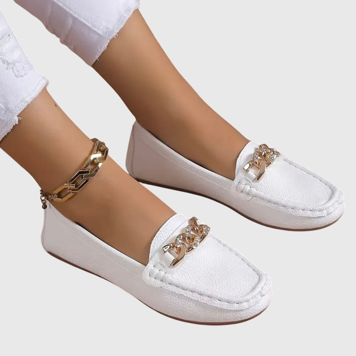 Susanne | Kvinders Slip On Loafers Med Kæde Detalje