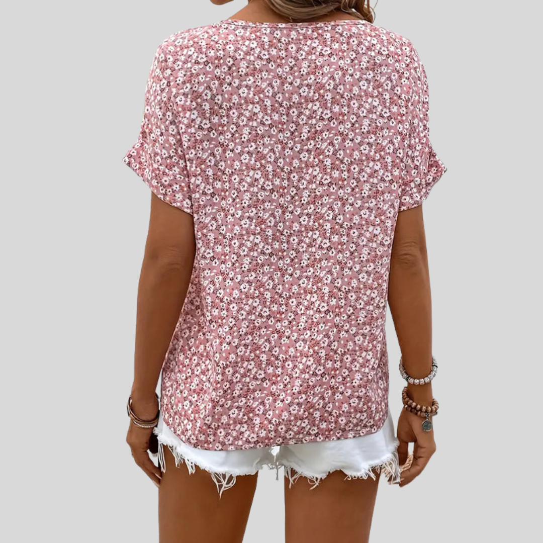 Yrsa | Dame Blomstret Knaplukning Casual Top