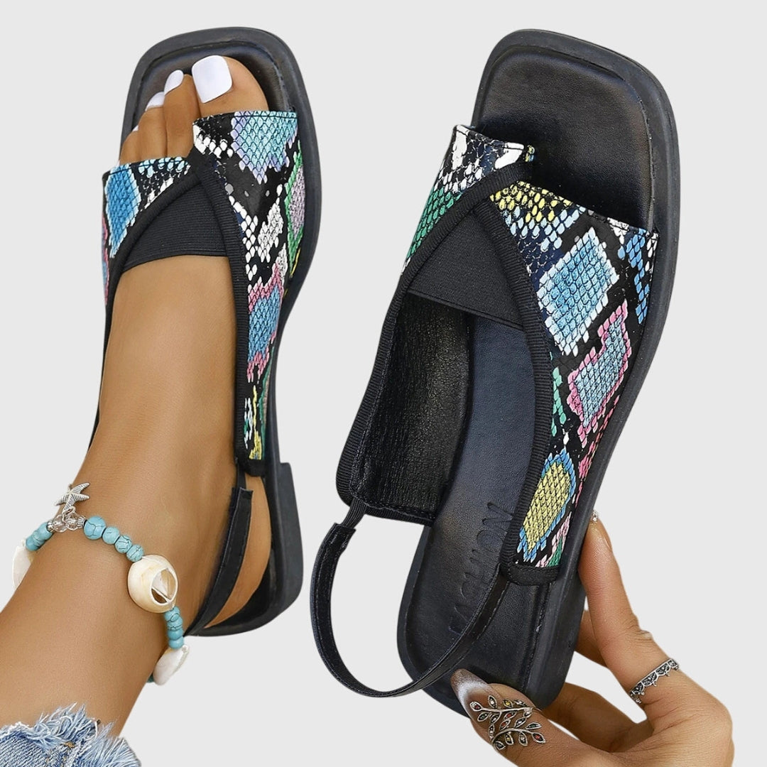 Alvhilde | Dame Kontrast Rem Flade Sandaler