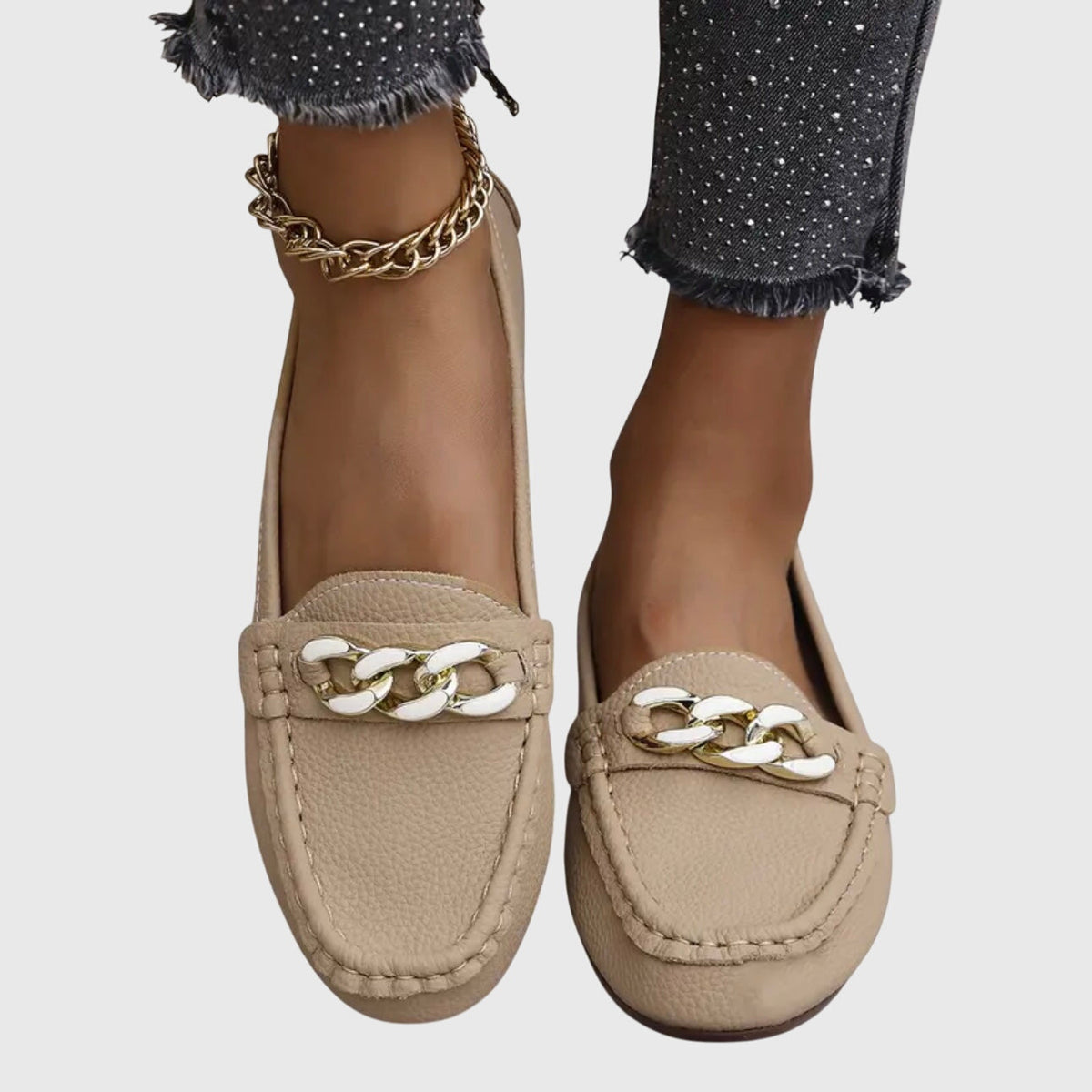 Susanne | Kvinders Slip On Loafers Med Kæde Detalje