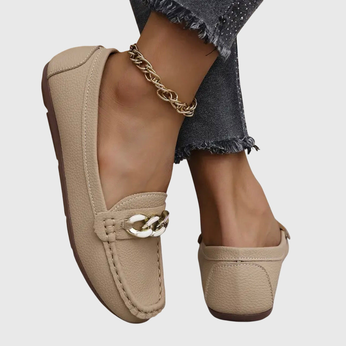 Susanne | Kvinders Slip On Loafers Med Kæde Detalje
