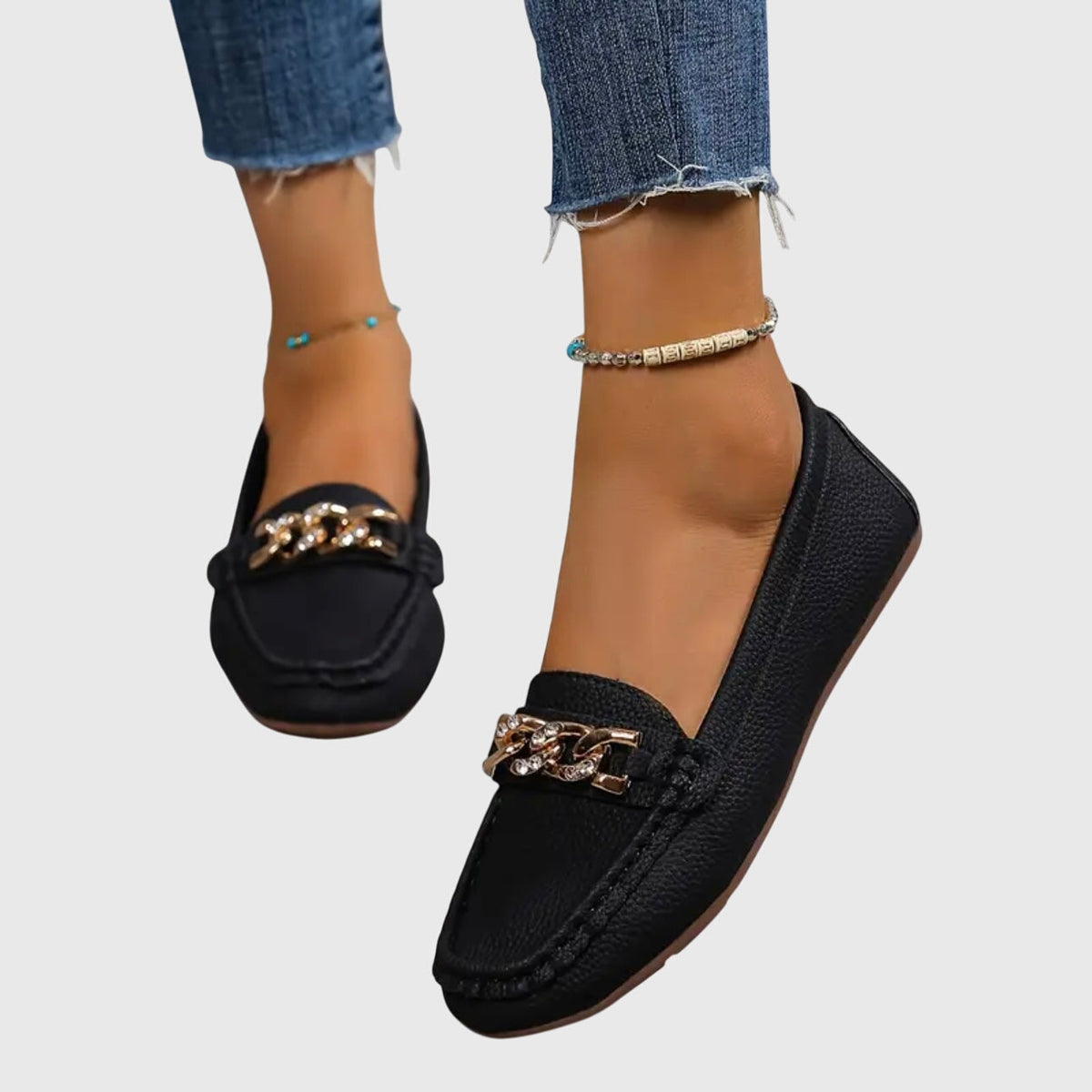 Susanne | Kvinders Slip On Loafers Med Kæde Detalje