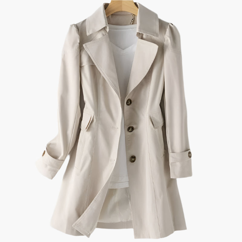 Rikke | Elegant Lang Trenchcoat i Klassisk Efterårsstil til Dame