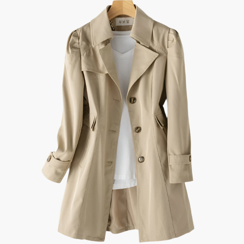 Rikke | Elegant Lang Trenchcoat i Klassisk Efterårsstil til Dame