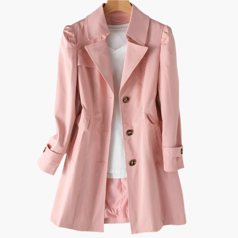 Rikke | Elegant Lang Trenchcoat i Klassisk Efterårsstil til Dame