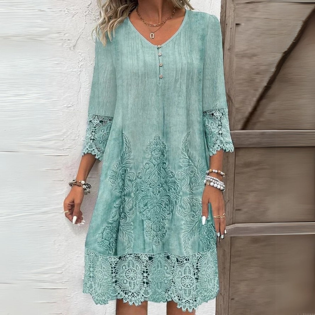 Ester | Dame Vintage Blondekant Løs Kjole