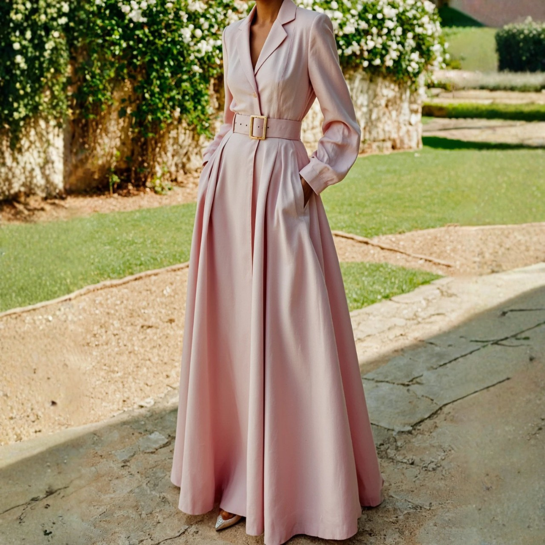 Gabriella | Dame Elegant Maxi Kjole Med Bælte