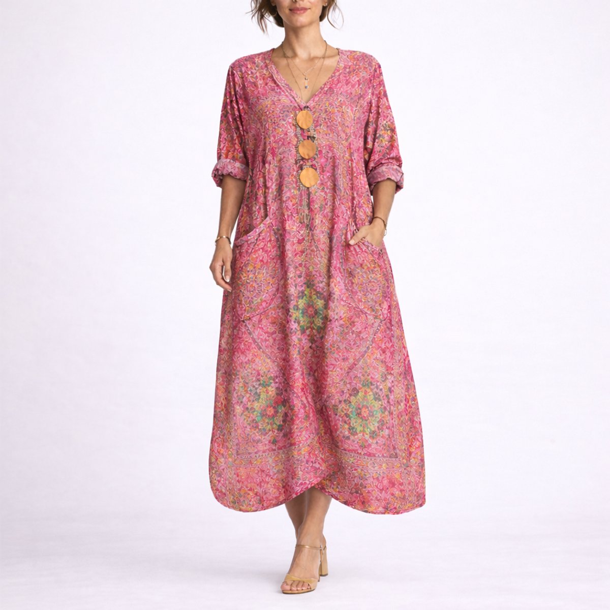 Nora | Bohemeprint Maxi Kaftan Kjole til Bryllupsgæster om Efteråret