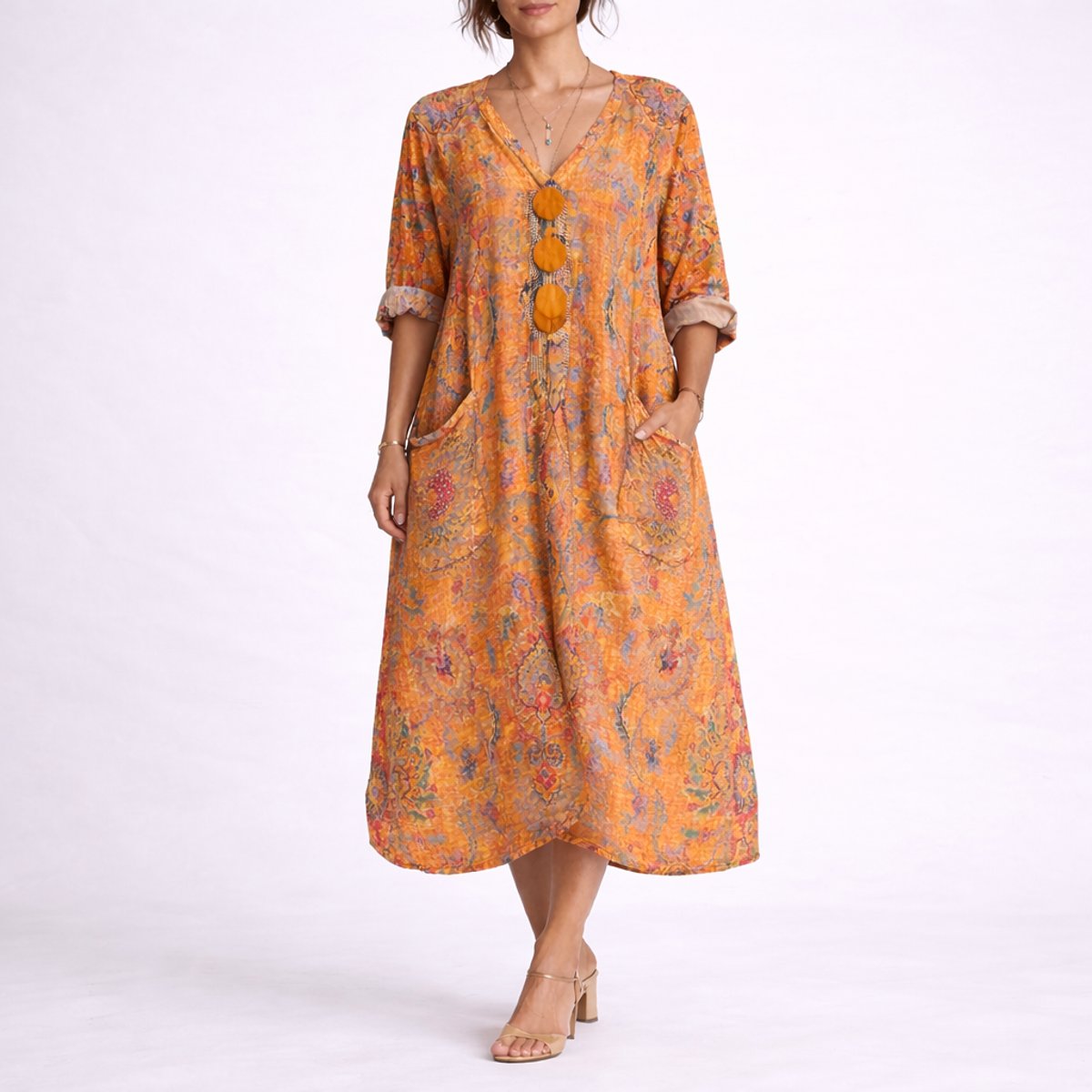 Nora | Bohemeprint Maxi Kaftan Kjole til Bryllupsgæster om Efteråret