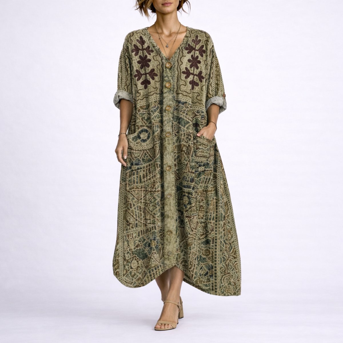 Nora | Bohemeprint Maxi Kaftan Kjole til Bryllupsgæster om Efteråret