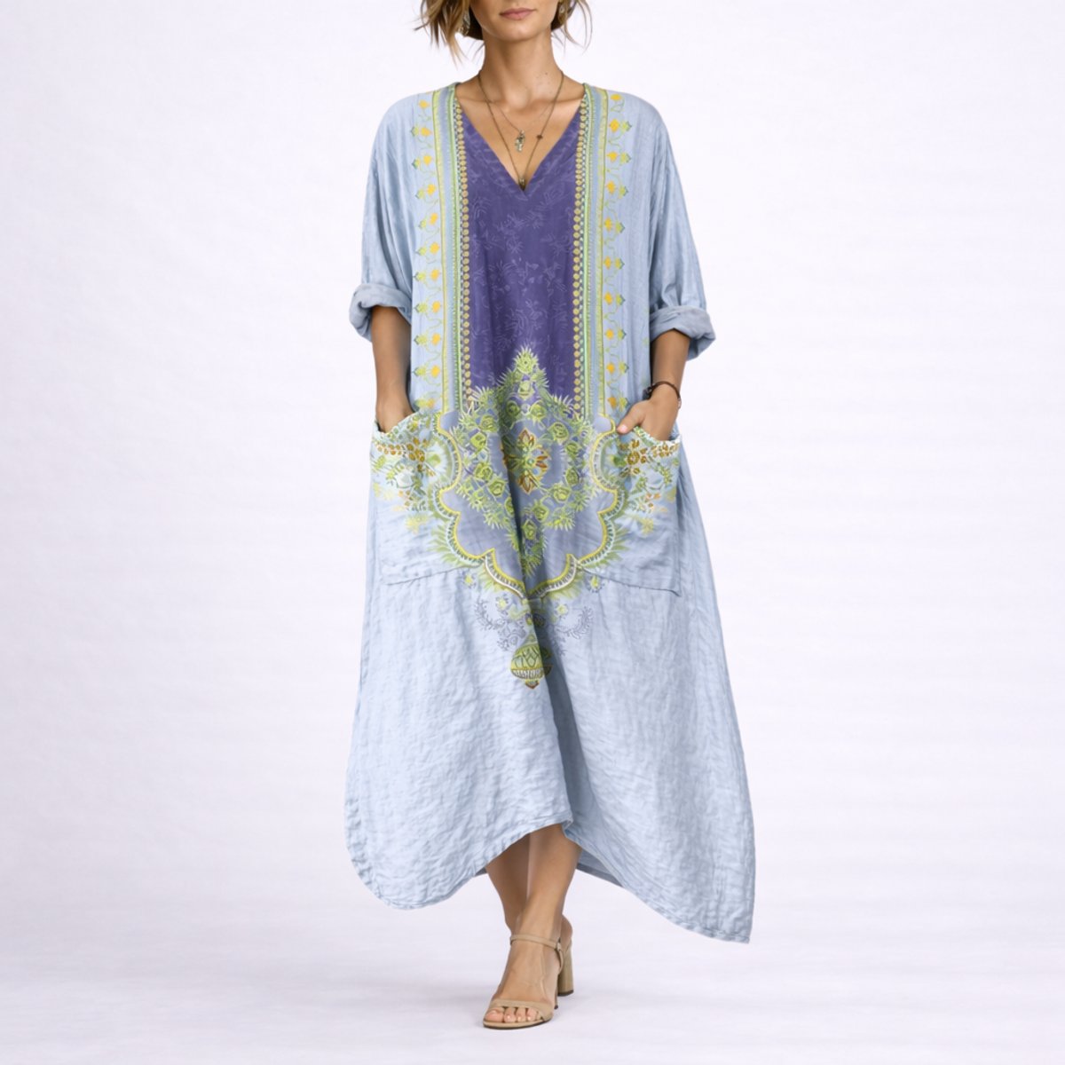 Nora | Bohemeprint Maxi Kaftan Kjole til Bryllupsgæster om Efteråret