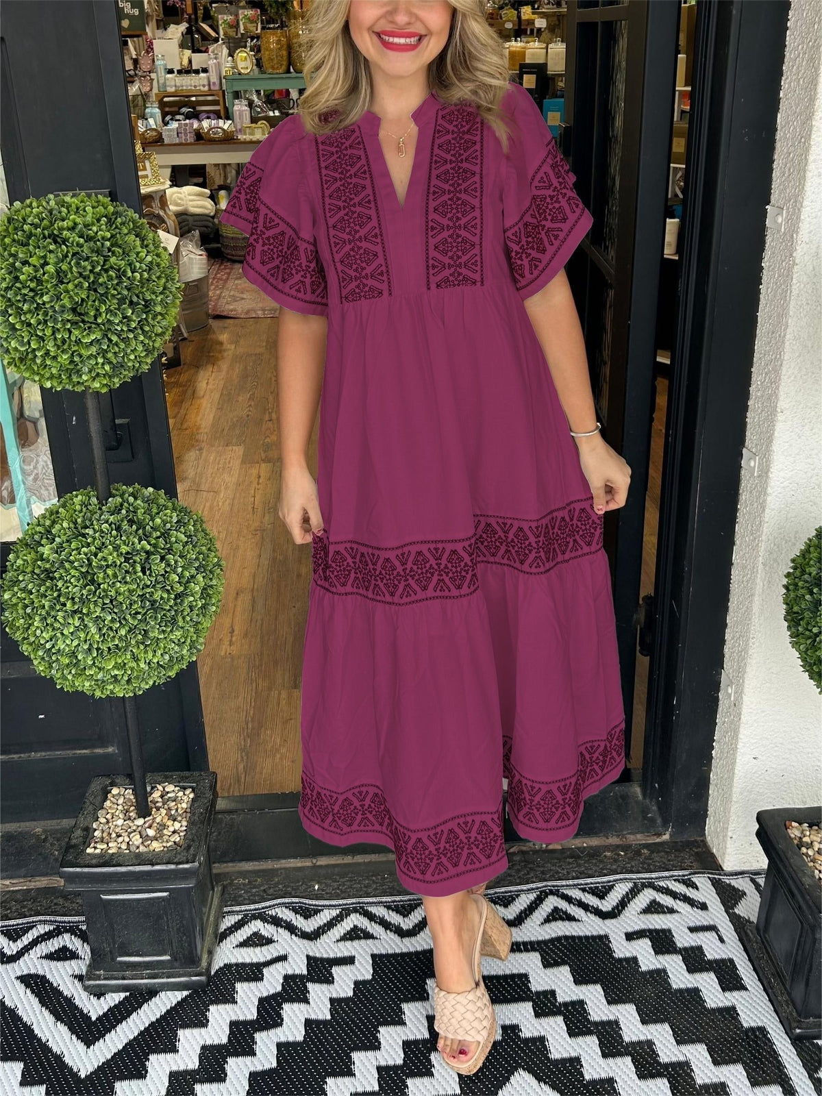 Liv | Boho Kjole Løs Pasform Blød Drapering Mavekontrol