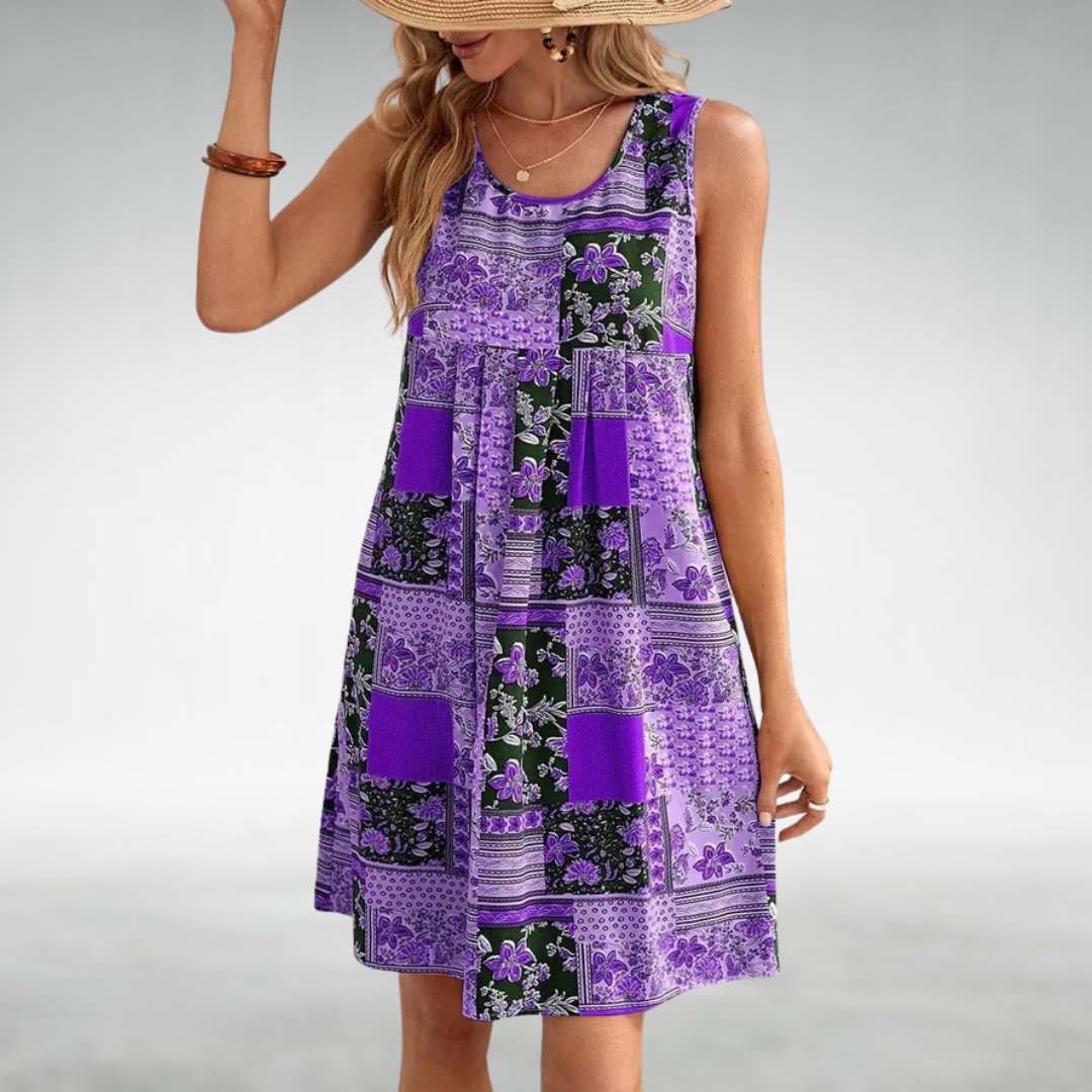 Freja | Boho Kjole Sleeveless Løs Pasform Blomsterprint