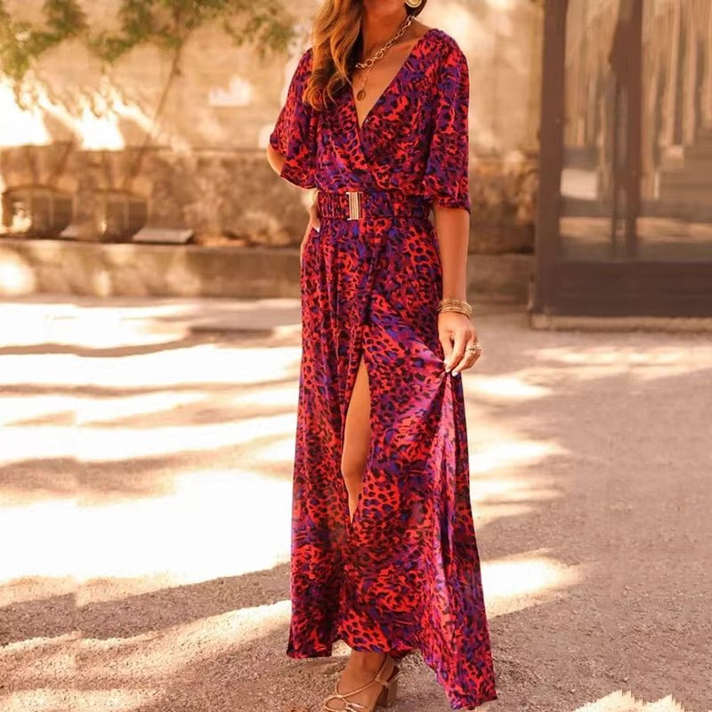 Mathilde | Boho Maxi Kjole Lang V-Udskæring Sommer