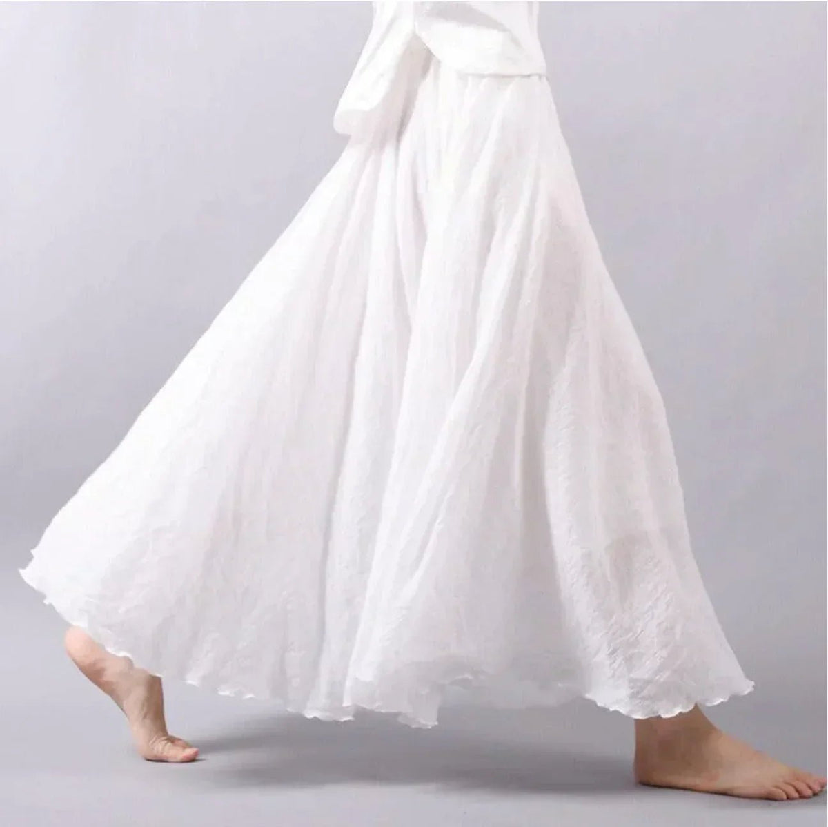 Laura | Boho Maxi Nederdel Høj Talje Bomuldsblanding Elegant