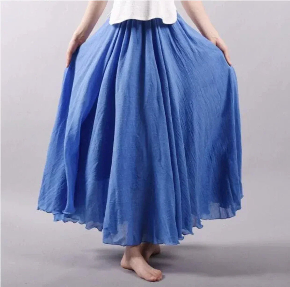 Laura | Boho Maxi Nederdel Høj Talje Bomuldsblanding Elegant