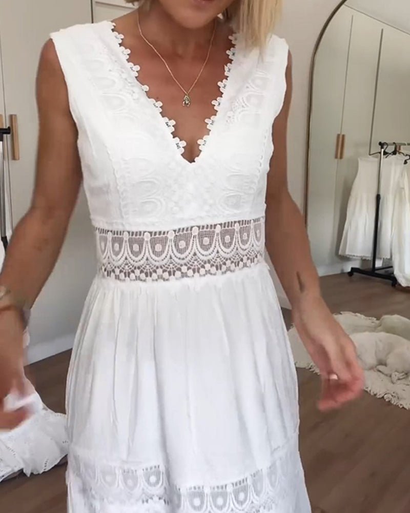 Olivia | Boho Maxikjole V-hals Wrap-design Blonde Detaljer