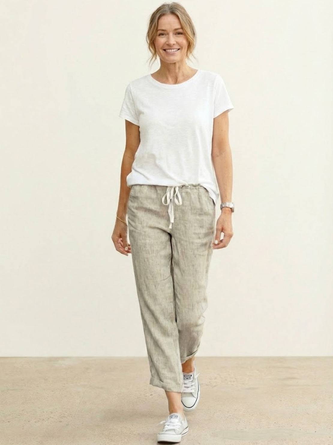 Susanne | Dame Snøre Talje Afslappede Slim Fit Bukser