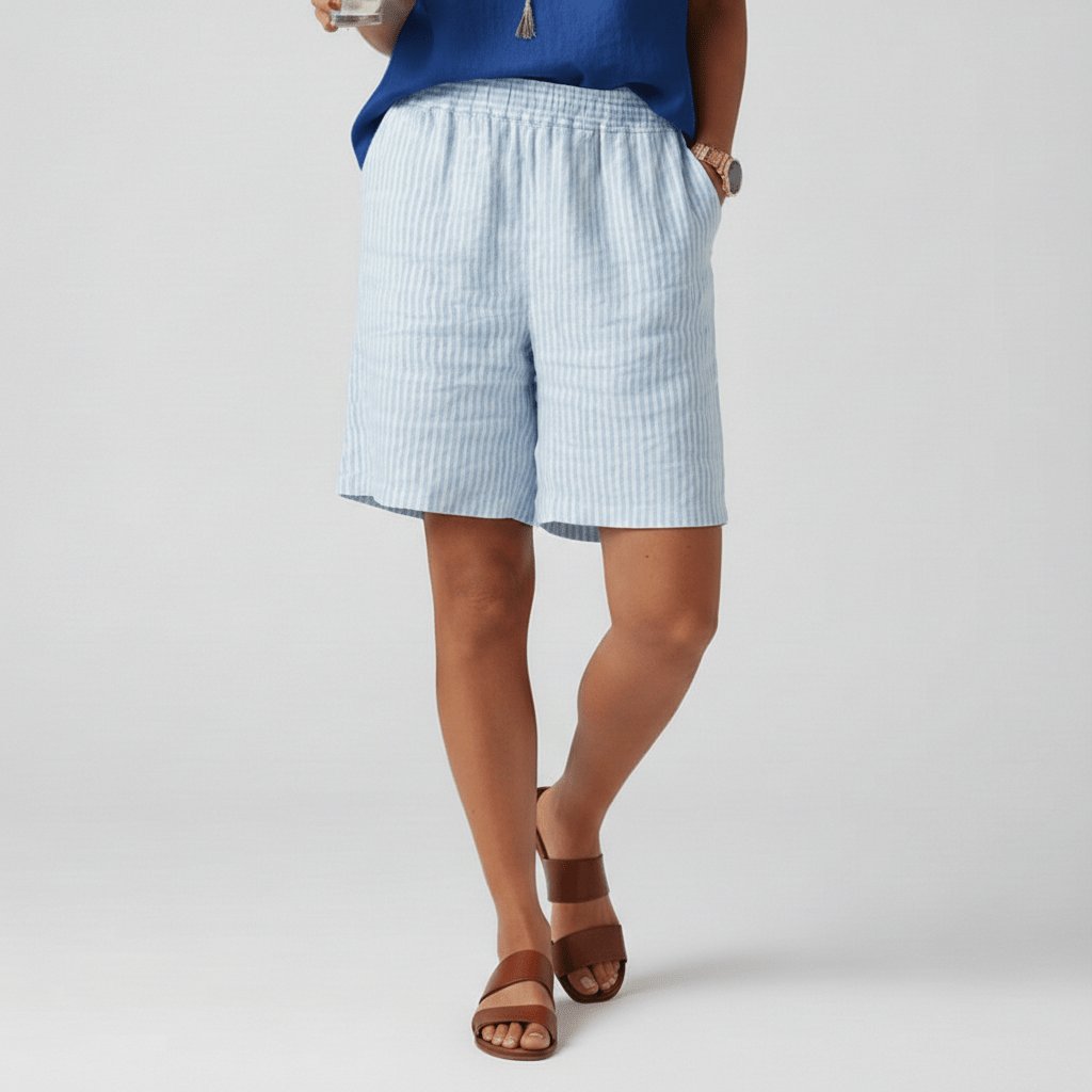 Sofia | Dame Afslappet Stribet Shorts Elastisk Talje Sommer