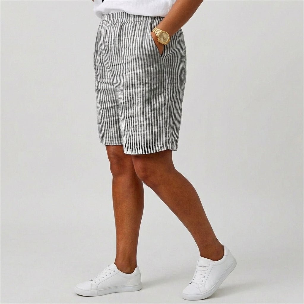 Sofia | Dame Afslappet Stribet Shorts Elastisk Talje Sommer