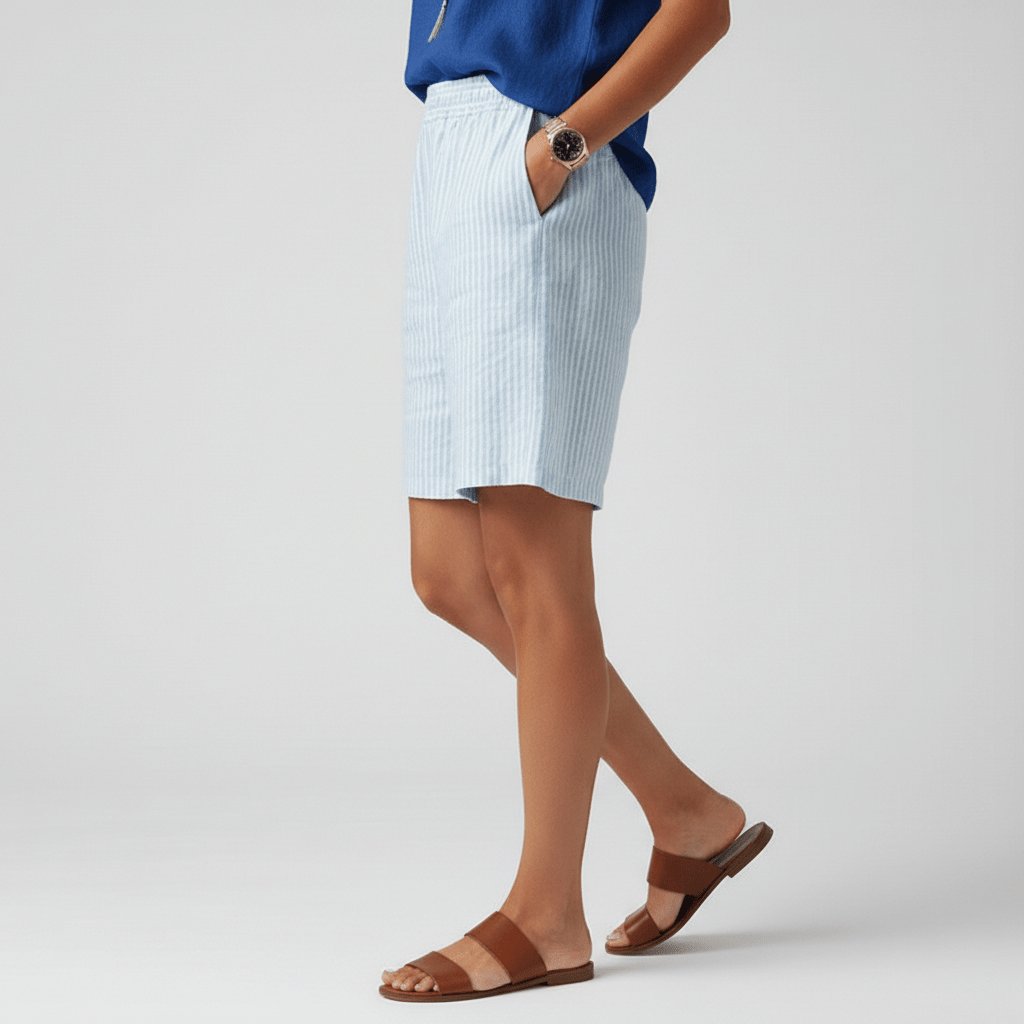 Sofia | Dame Afslappet Stribet Shorts Elastisk Talje Sommer
