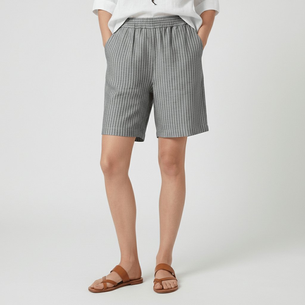 Sofia | Dame Afslappet Stribet Shorts Elastisk Talje Sommer