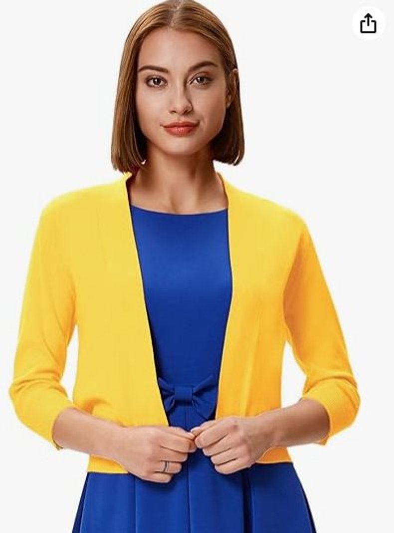 Josefine | Dame åben kortærmet cardigan med 3/4 ærmer
