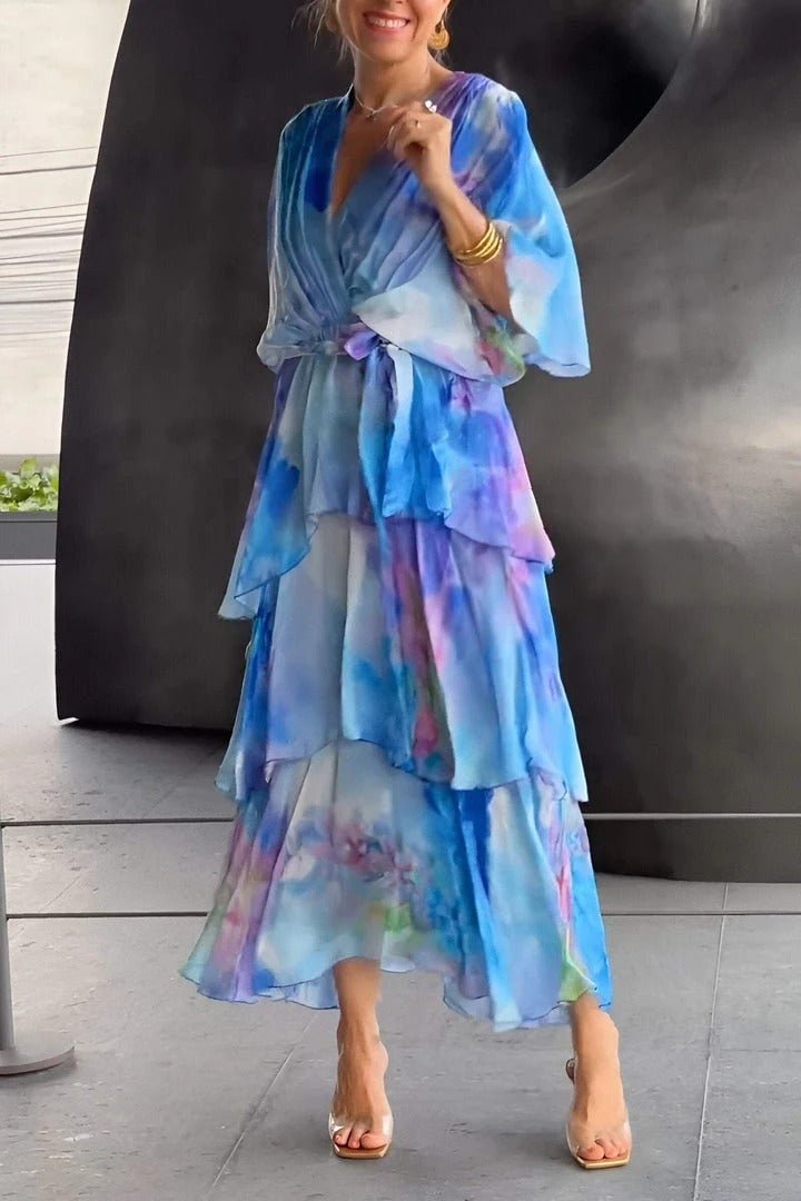 Freja | Dame Blomster Chiffon Lagdelt Kjole