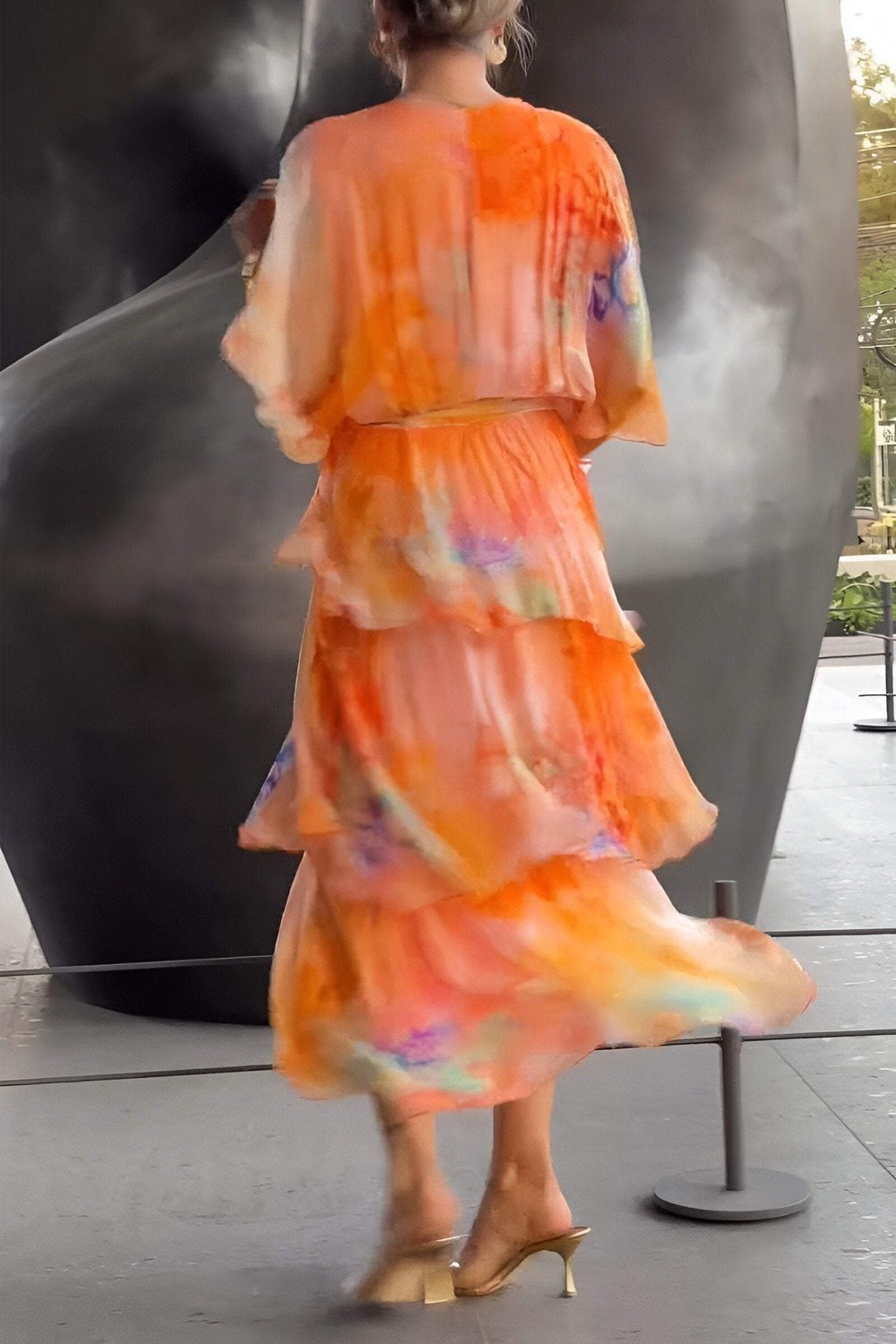 Freja | Dame Blomster Chiffon Lagdelt Kjole