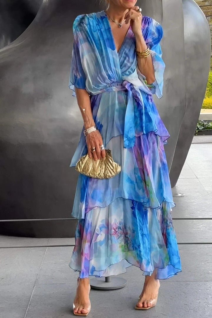 Freja | Dame Blomster Chiffon Lagdelt Kjole