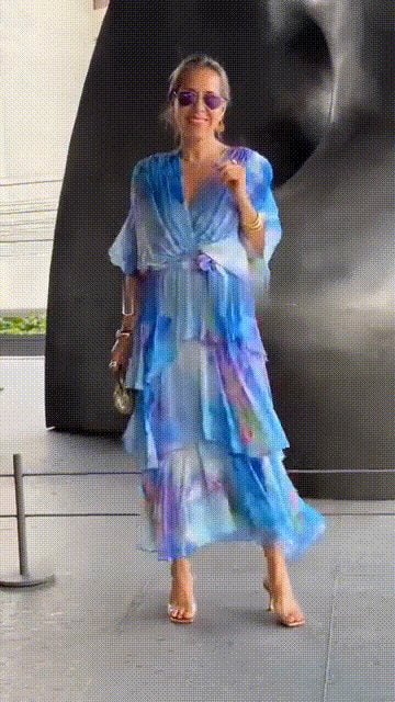 Freja | Dame Blomster Chiffon Lagdelt Kjole