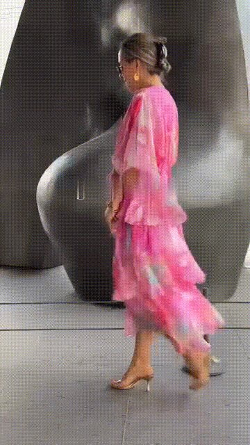Freja | Dame Blomster Chiffon Lagdelt Kjole