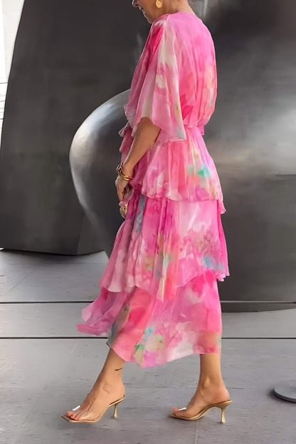Freja | Dame Blomster Chiffon Lagdelt Kjole