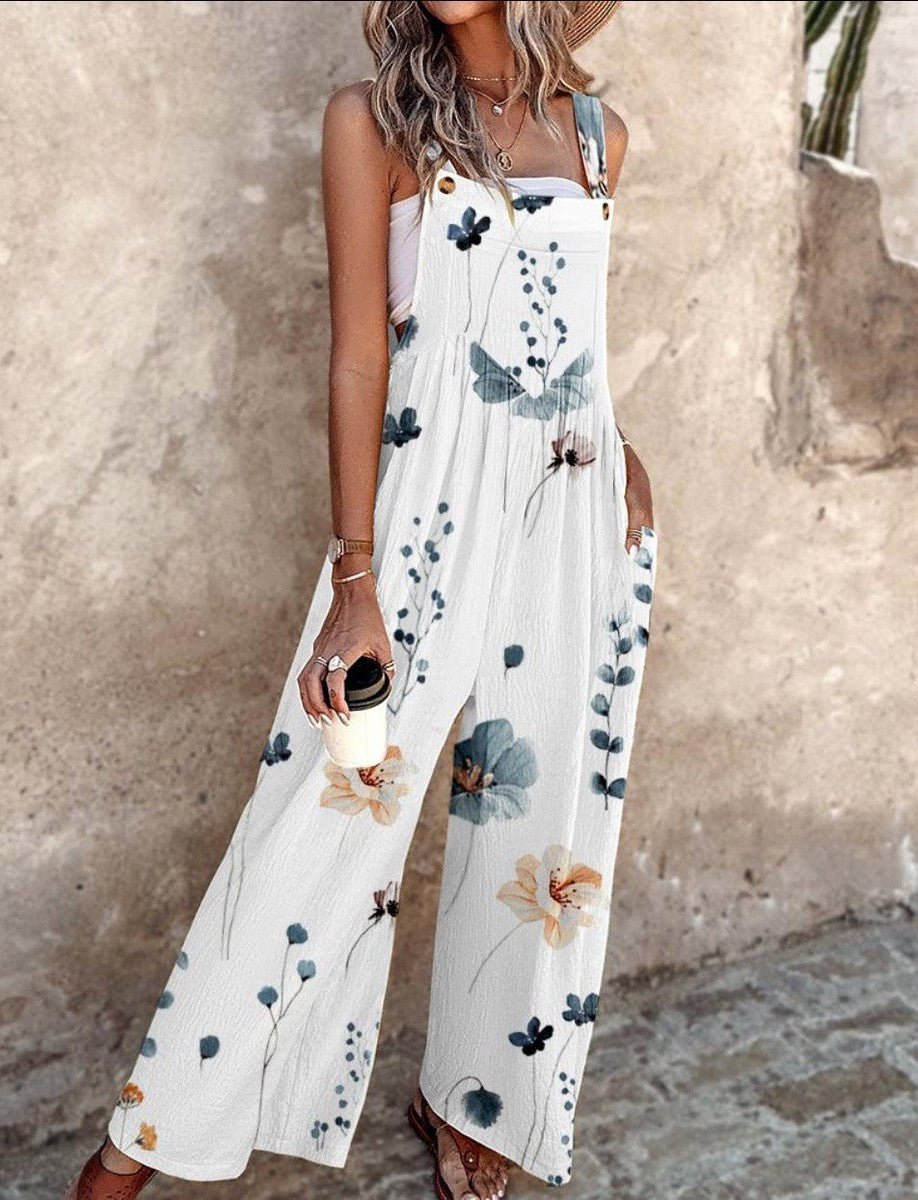 Ida | Dame Blomsterprint Wide-Leg Overalls Ærmeløs Jumpsuit