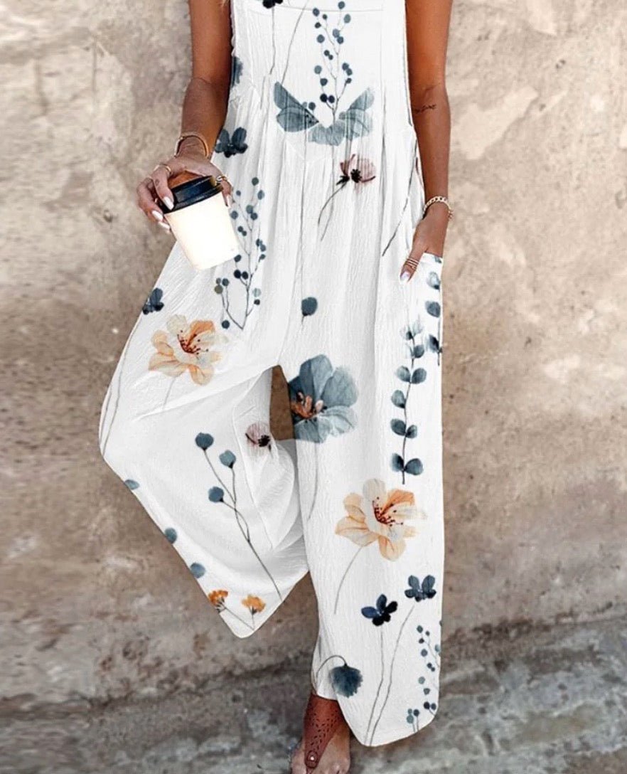 Ida | Dame Blomsterprint Wide-Leg Overalls Ærmeløs Jumpsuit