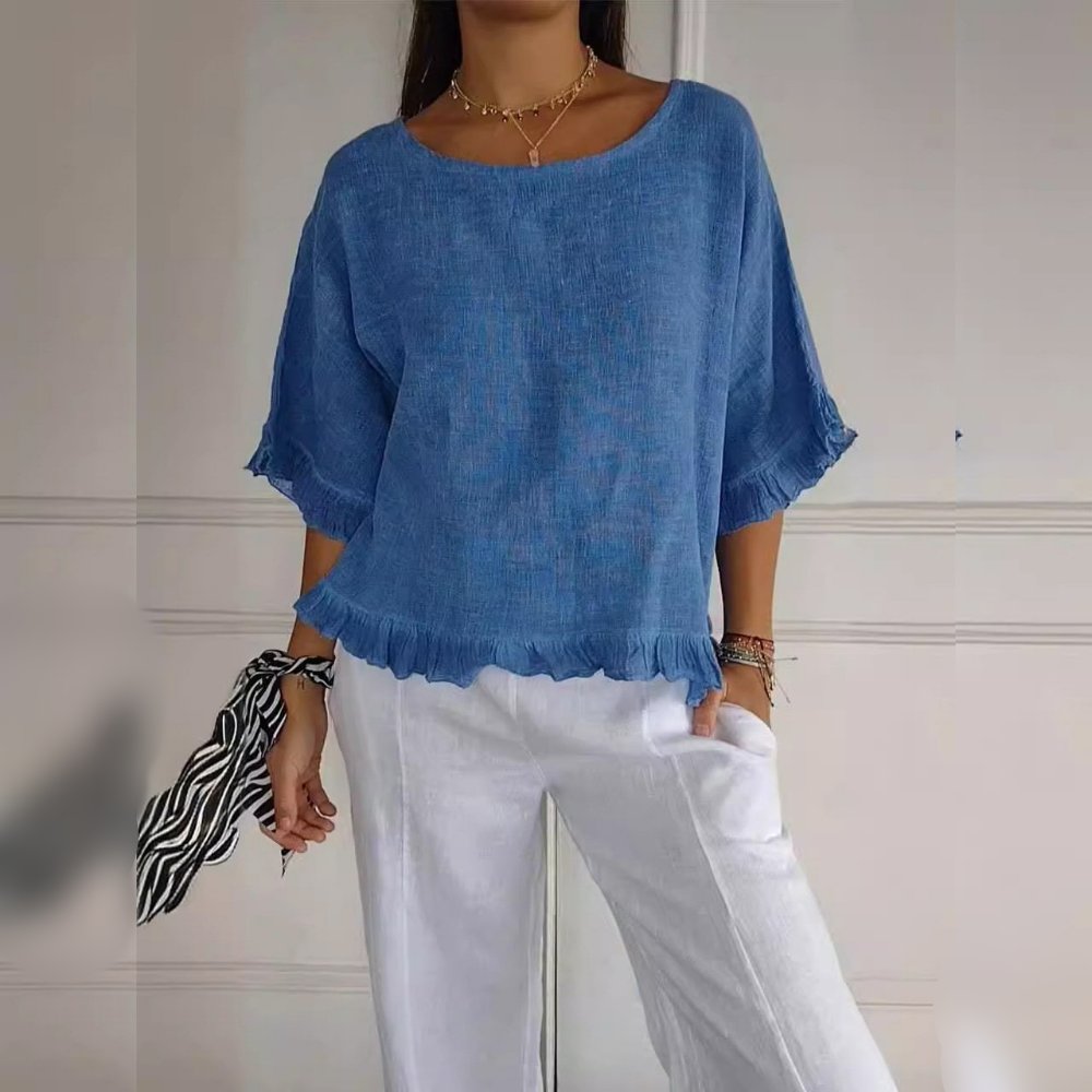 Maja | Dame Casual Elegant Bluse med Flæse Detaljer