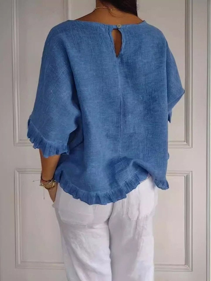 Maja | Dame Casual Elegant Bluse med Flæse Detaljer