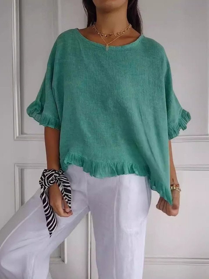 Maja | Dame Casual Elegant Bluse med Flæse Detaljer
