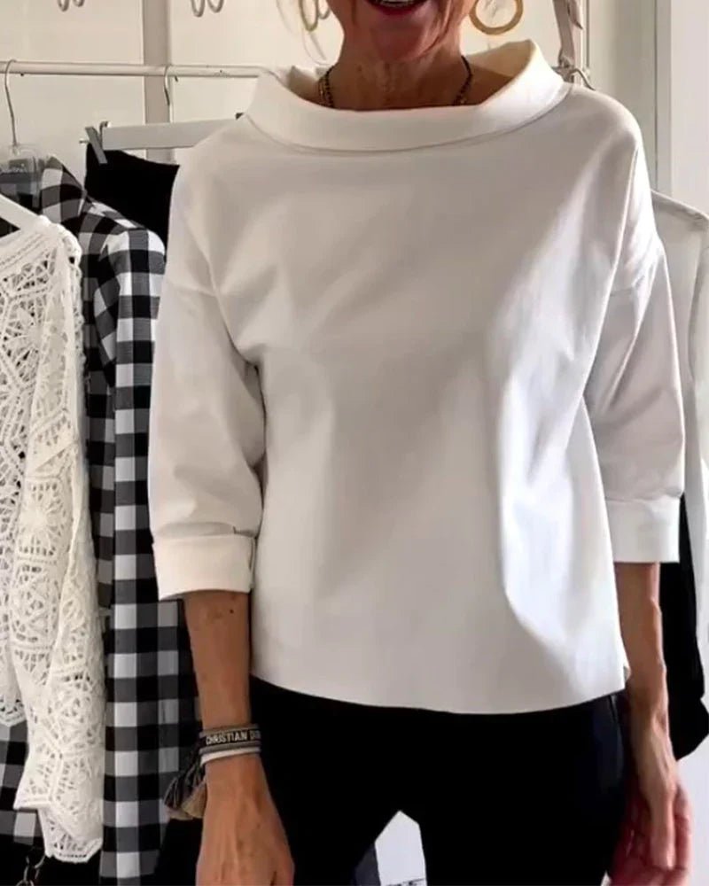 Ella | Dame Cowl Neck 3/4 Ærme Casual Bluse
