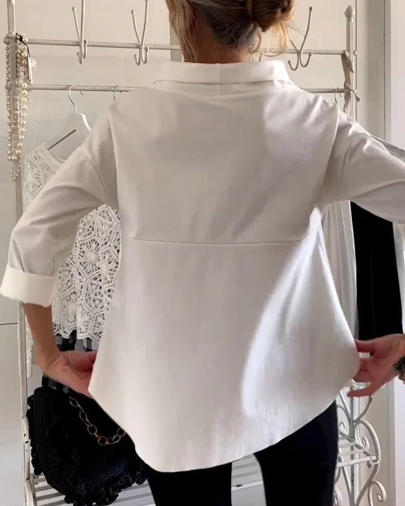 Ella | Dame Cowl Neck 3/4 Ærme Casual Bluse