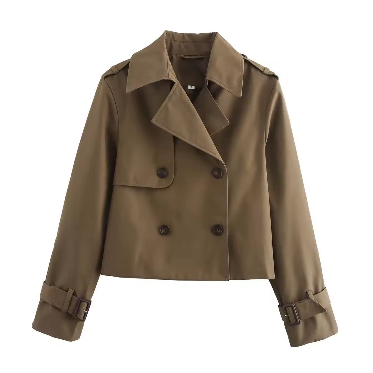 Ella | Dame Cropped Dobbeltknappet Trench Coat Bæltedetalje
