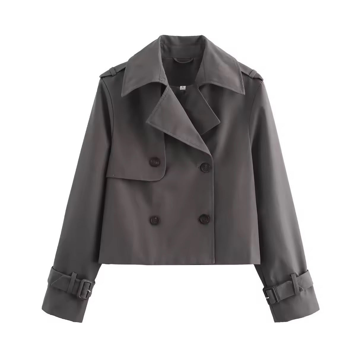 Ella | Dame Cropped Dobbeltknappet Trench Coat Bæltedetalje
