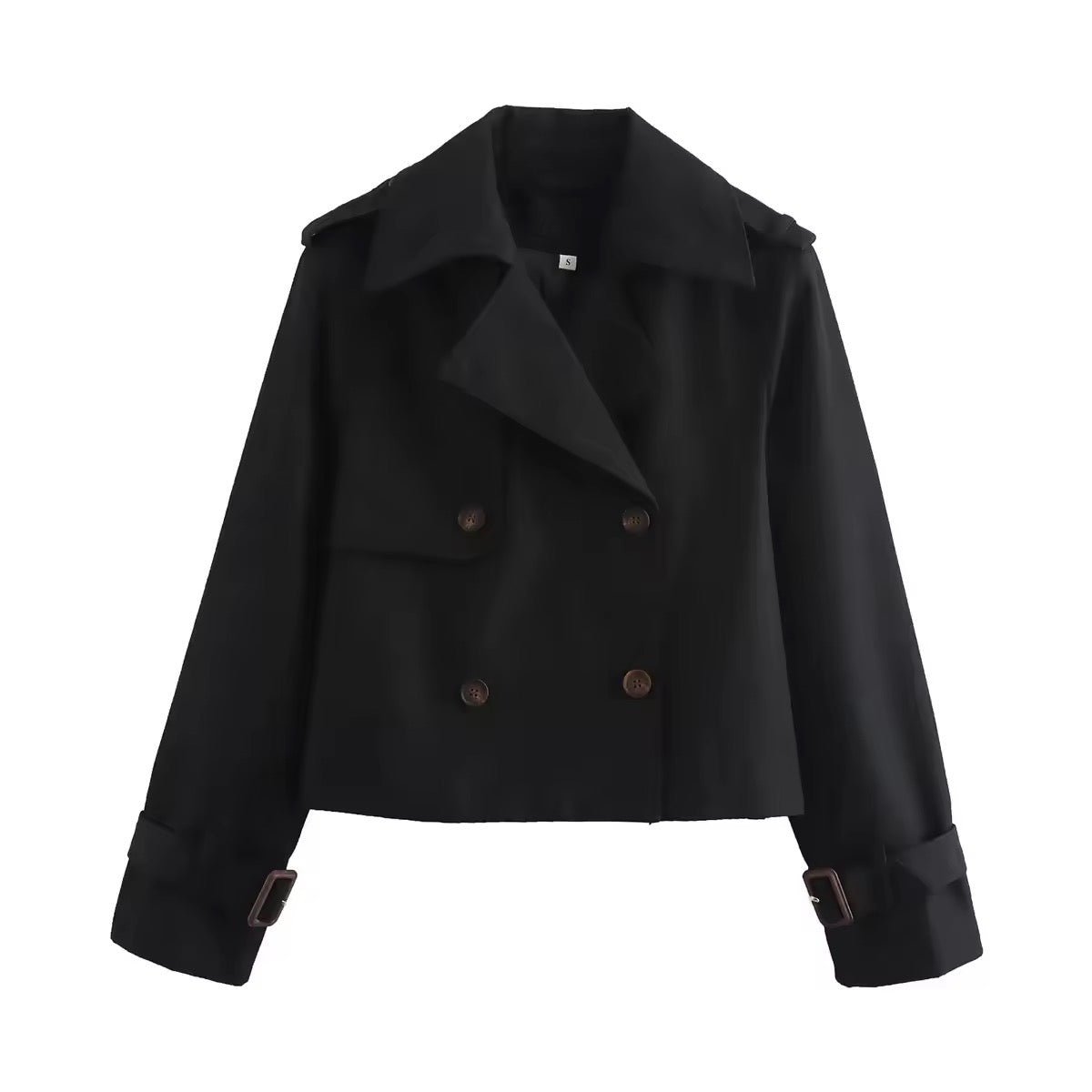 Ella | Dame Cropped Dobbeltknappet Trench Coat Bæltedetalje
